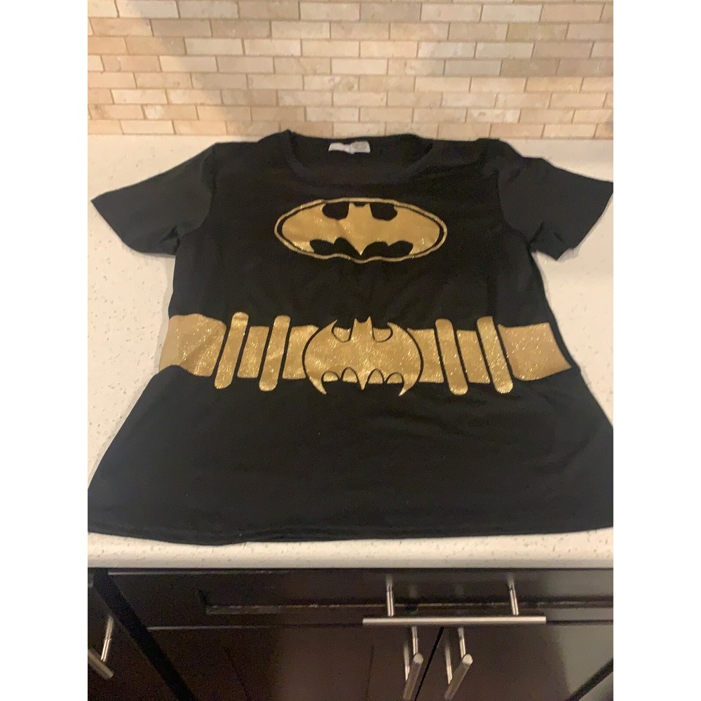 glitter batman/batgirl shirt dc comic   B34‎